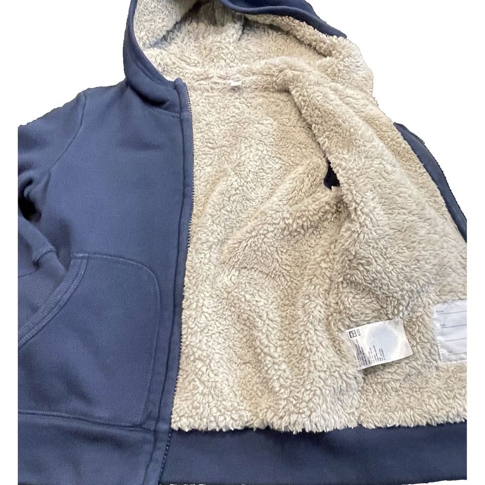 Uniqlo Youth Kids 5-6 Full Zip Warm Cozy Boa Fleece Lining Sweater Jacket Hoodie - Picture 3 of 7